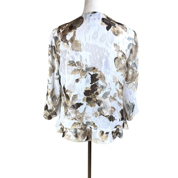 Alex Evenings Brown and White Watercolor Floral Tank Top and Jacket Set - Picture 3 of 16
